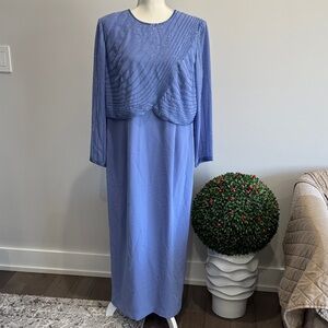 Karen Miller Women's Lavender Long Evening Dress with Beaded Overlay Sz 16WP